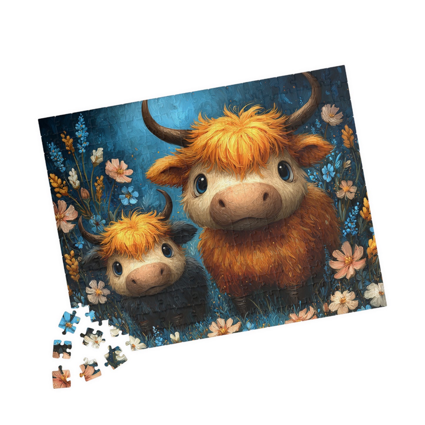 Highland Cow Family Puzzle 110-1014 Piece | Cute Highland Cattle Jigsaw 252 pcs (Horizontal) Puzzle The Puzzle Chest