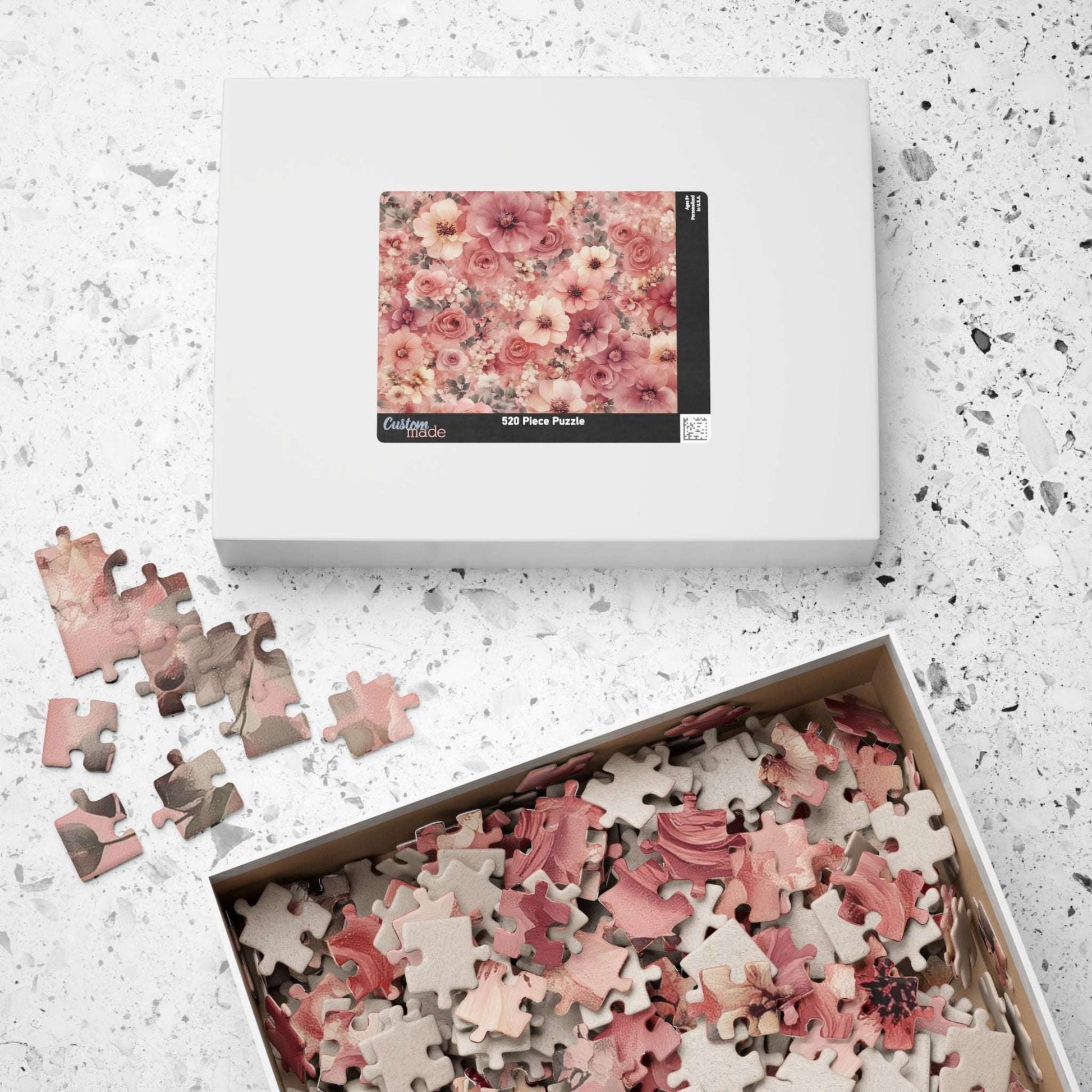 Floral Vintage Rose Jigsaw Puzzle — Pink Flower Garden