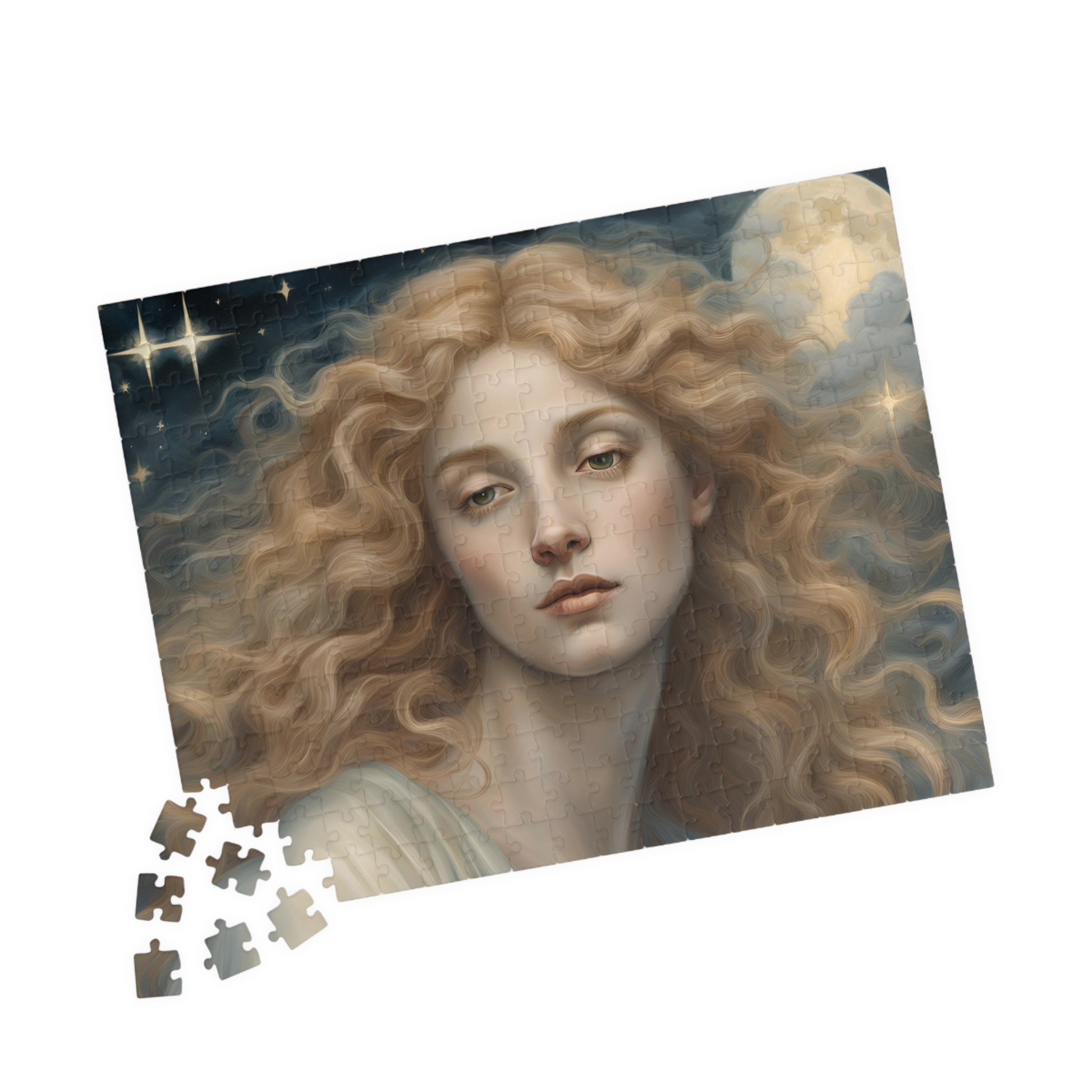 Golden Haired Celestial Angel Puzzle, Heavenly Angelic Creature Jigsaw Game, Religious Spiritual Art, Adult Entertainment, Hobby Puzzle The Puzzle Chest