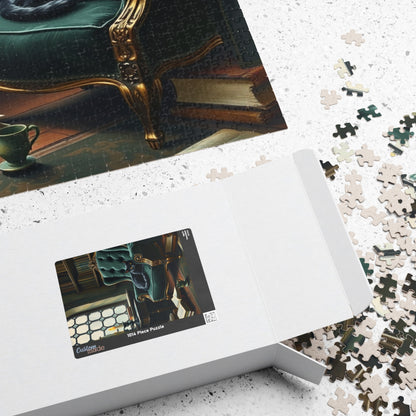 Cozy Gothic Cat Library Puzzle, 110/252/520/1014-Piece Solo Game, Gift Idea for Dark Fantasy Art Enthusiast and Cat Lover, Relaxing Activity Puzzle The Puzzle Chest