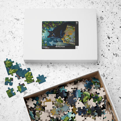 Gothic Puzzle, Black Cat Rests on Moss-Covered Tombstone, Eerie Atmosphere, Halloween Jigsaw Game, Spooky Home Decor, Creepy Cat Lover Gift Puzzle The Puzzle Chest