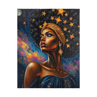 Regal Black Woman Puzzle, Afro Art Jigsaw Game for Adults and Teens, African American Puzzle Lover Gift, Family or Solo Home Entertainment 252 pcs (Vertical) Puzzle The Puzzle Chest