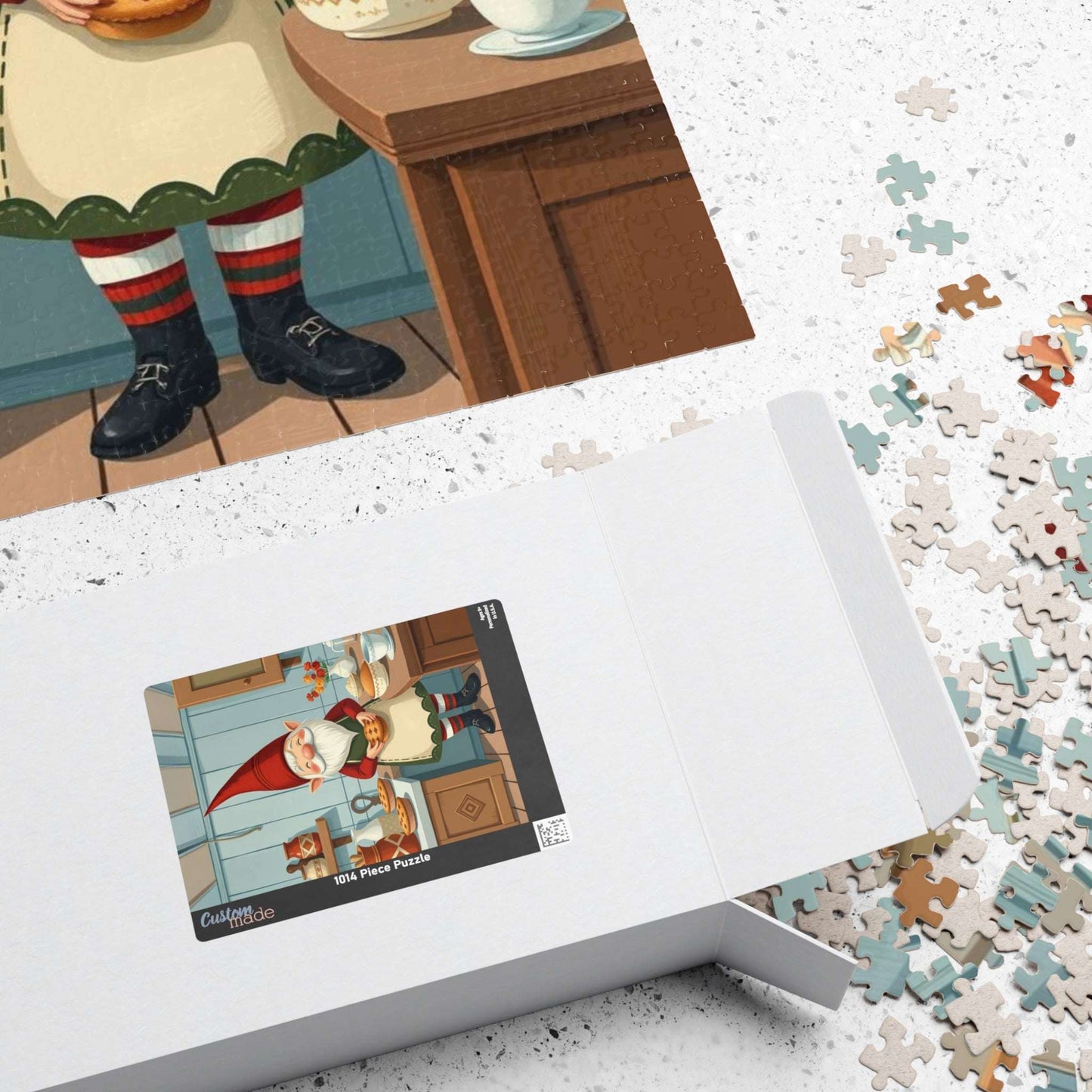 Nordic Gnome Baking Pies – Scandinavian Folk Rustic Kitchen Jigsaw Puzzle Puzzle The Puzzle Chest