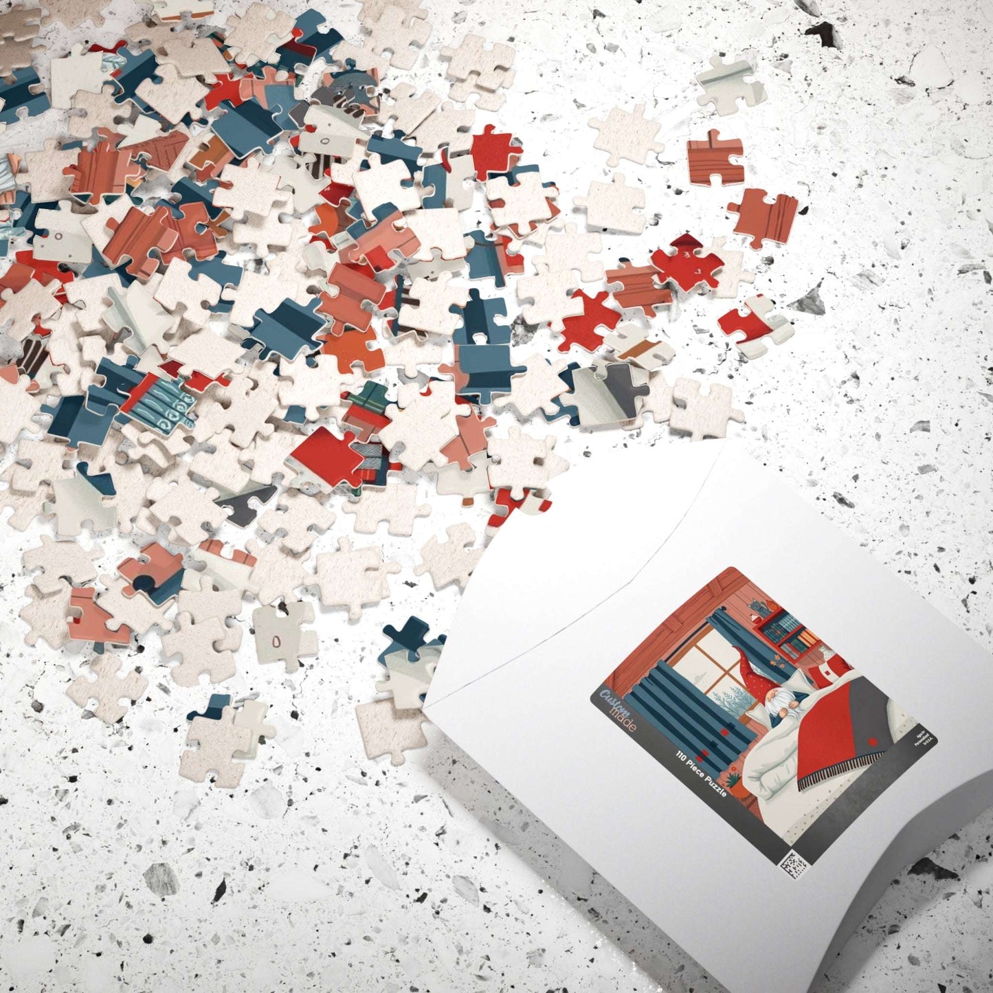 Scandinavian Folk Style Sleeping Gnome Jigsaw Puzzle - Nordic Dwarf Bedtime Scene Puzzle The Puzzle Chest