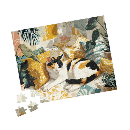 Golden Afternoon Cat – Fauvist Animal Art Puzzle with Sunny Room Scene, Matisse-Inspired Design 110 pcs (Horizontal) Puzzle The Puzzle Chest