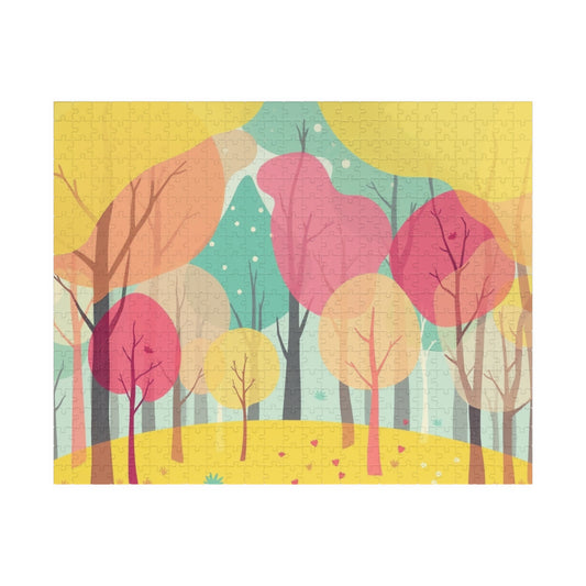 Whimsical Abstract Forest Jigsaw Puzzle (110, 252, 520, 1014-piece), Translucent Overlapping Tree Design, Quiet Entertainment 520 pcs (Horizontal) Puzzle The Puzzle Chest