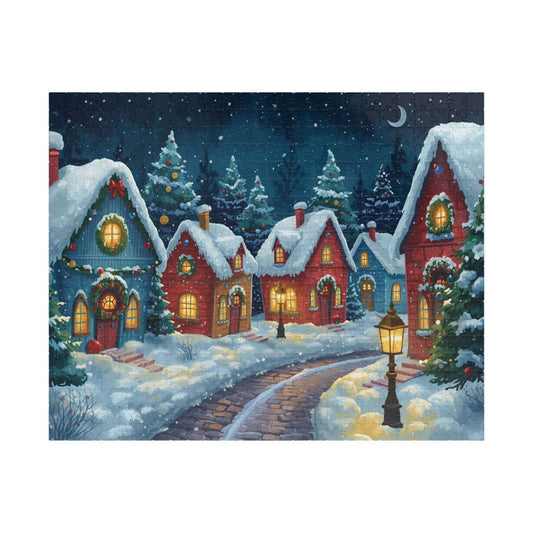 Snowlight Village Jigsaw Puzzle - Cozy Christmas Town Nighttime Scene 520 pcs (Horizontal) Puzzle The Puzzle Chest