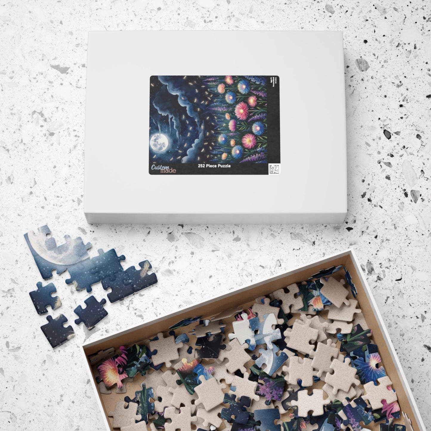 Glowing Wildflowers Jigsaw Puzzle - Starry Night Scene, Moonlit Fireflies, Hobby Fun, Family Game Night, Friend Gift for Puzzle Lover Puzzle The Puzzle Chest