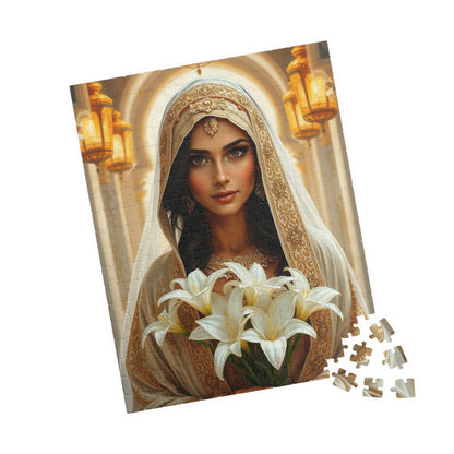 Middle Eastern Bride Puzzle with Gold Ivory Kaftan and Lanterns, Family Friendly Wedding Jigsaw Game, Mindful Activity, Puzzle Lover Gift Puzzle The Puzzle Chest