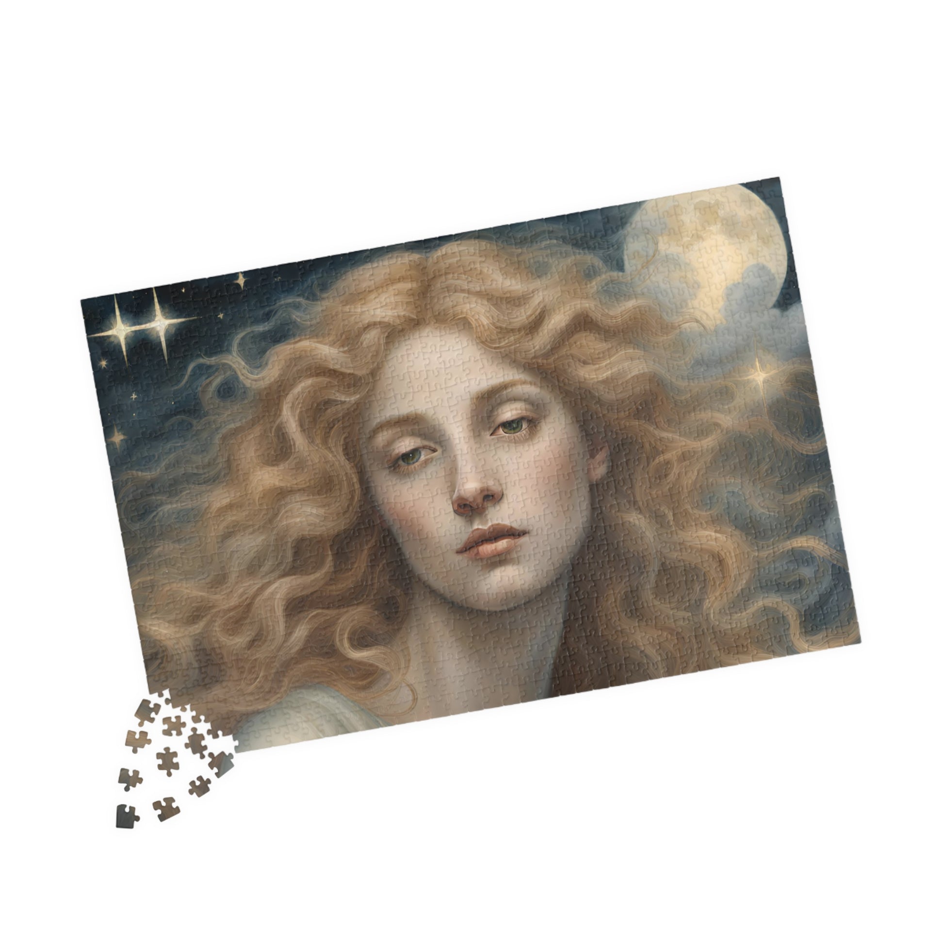 Golden Haired Celestial Angel Puzzle, Heavenly Angelic Creature Jigsaw Game, Religious Spiritual Art, Adult Entertainment, Hobby Puzzle The Puzzle Chest