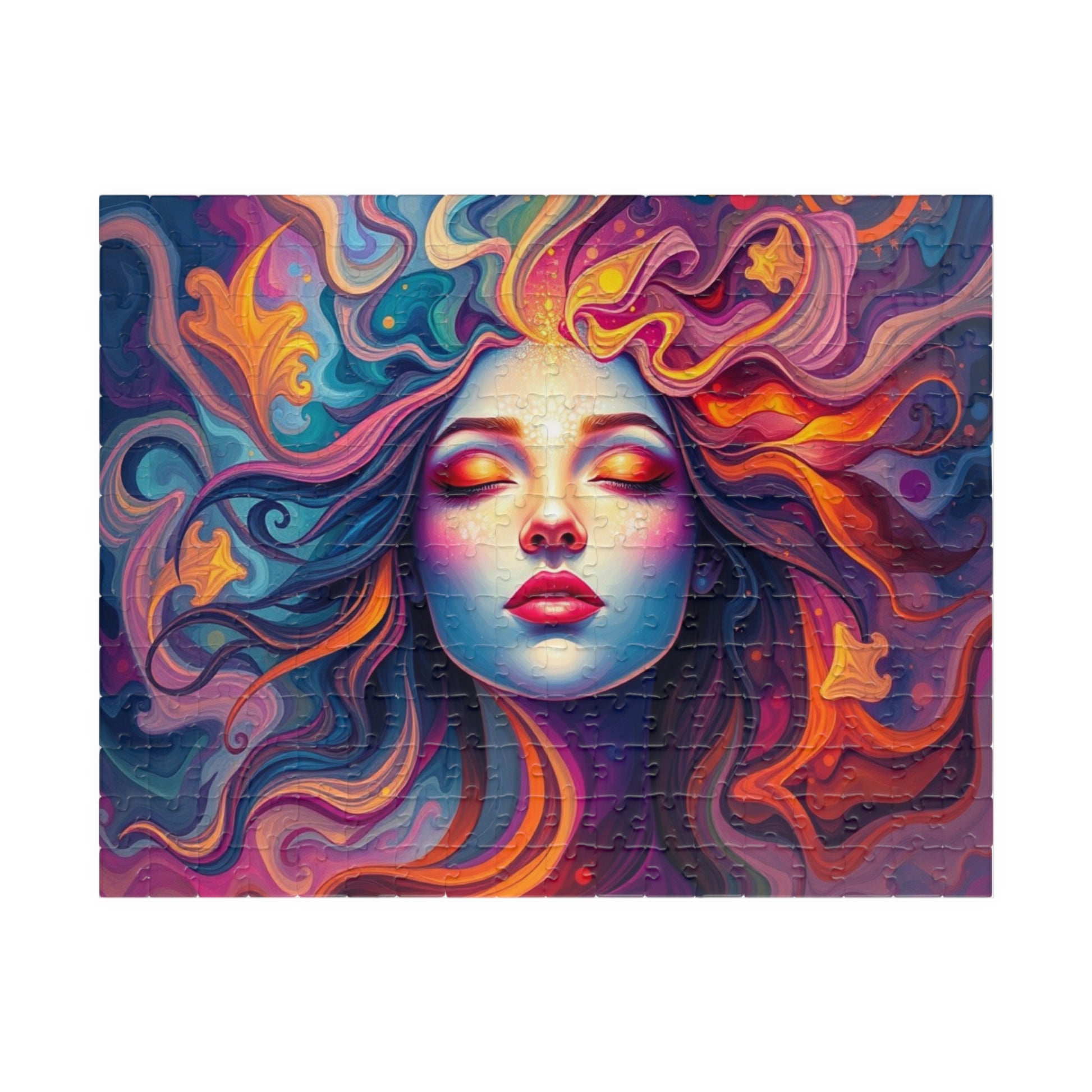 Abstract Face Jigsaw Puzzle (110-1014 Piece), Surreal Portrait of Swirling Colorful Geometric Patterns, Creative Hobby, Best Unique Gift 252 pcs (Horizontal) Puzzle The Puzzle Chest