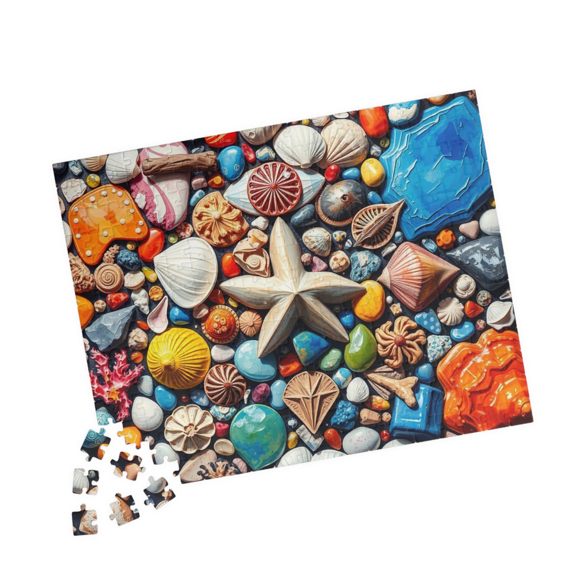Coastal Keepsakes Jigsaw Puzzle - Seaside Treasure Summer Collage, Ocean-Themed Gift for Beach Lover, Friends, Family Game Brain Teaser Puzzle The Puzzle Chest