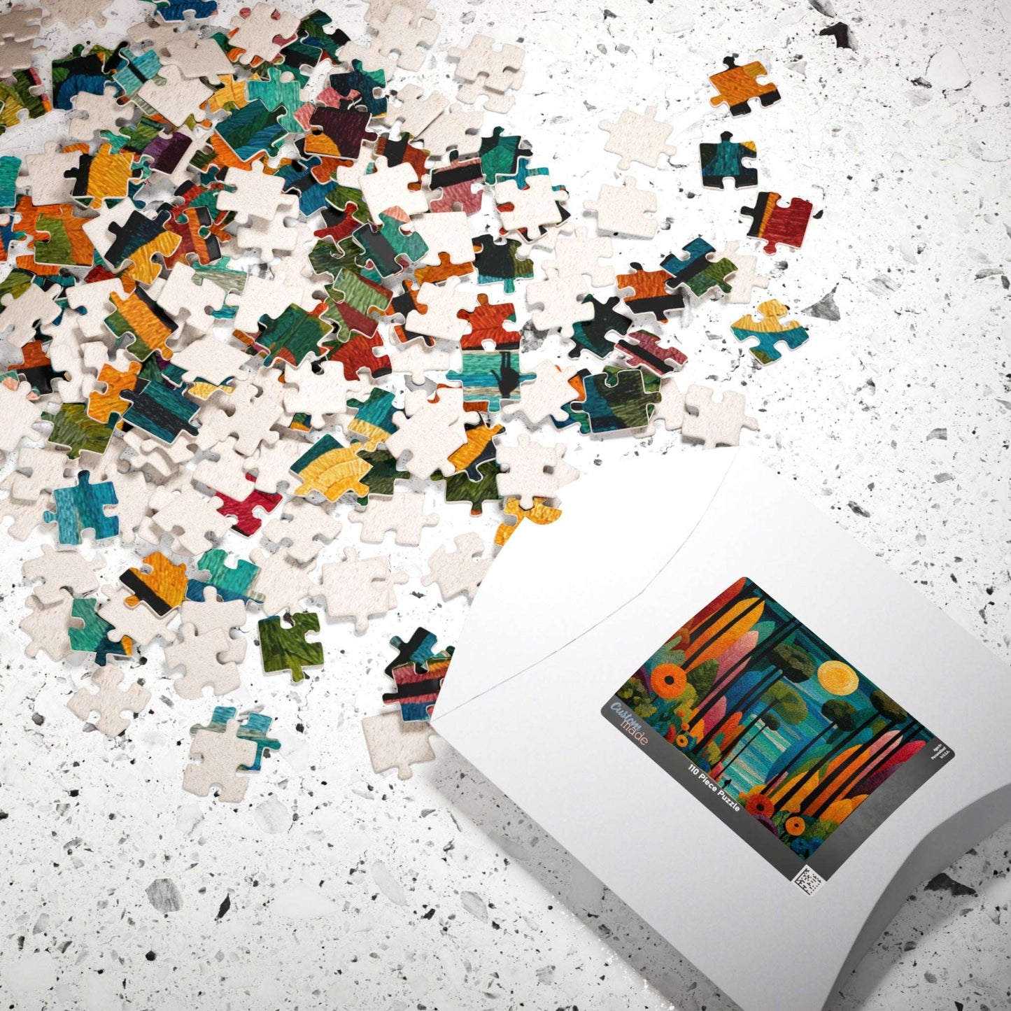 Mosaic Abstract Floral Landscape Jigsaw Puzzle, Nature Theme Holiday Birthday Gift for Friend, Family Activity, Art Decor, Mindfulness Fun Puzzle The Puzzle Chest