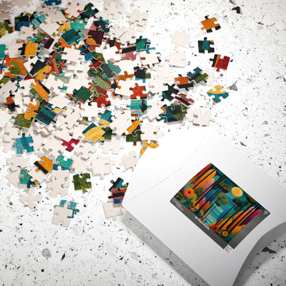 Mosaic Abstract Floral Landscape Jigsaw Puzzle, Nature Theme Holiday Birthday Gift for Friend, Family Activity, Art Decor, Mindfulness Fun Puzzle The Puzzle Chest