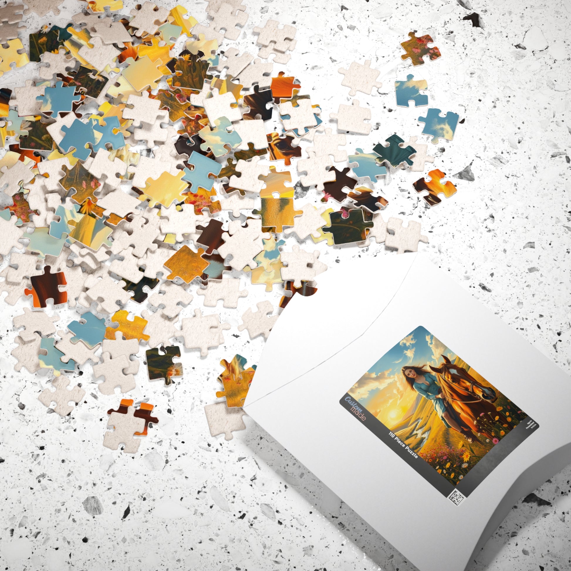 Puzzle, Horse Rider in Meadow, 110 252 520 1014-piece Gift Idea for Nature Lovers, Relaxing Pastime, Jigsaw Puzzle for Women and Girls, Puzzle The Puzzle Chest