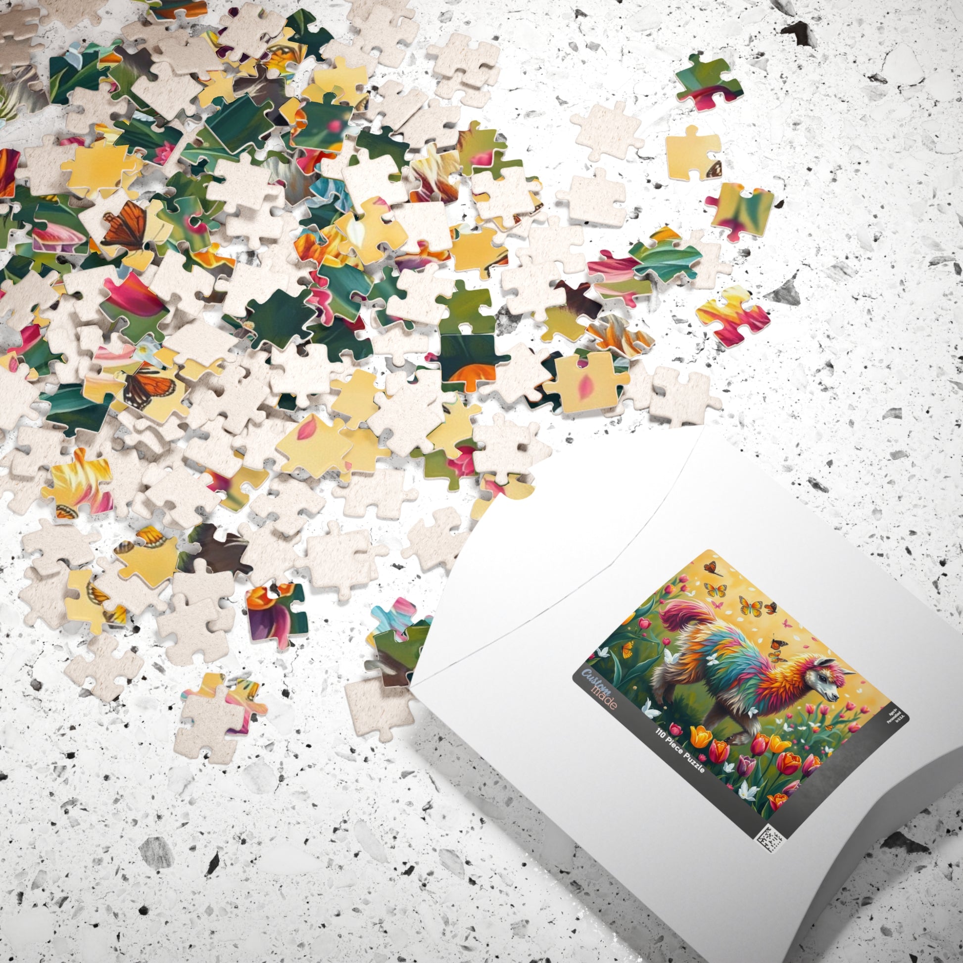 Rainbow Alpaca Puzzle | Colorful Llama Jigsaw Game, 120/252/500-Piece Floral Tulips Puzzle The Puzzle Chest