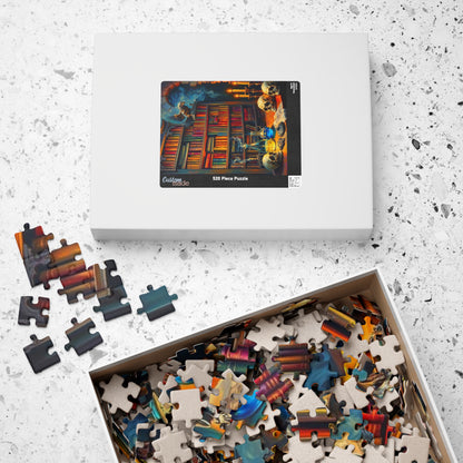 Enigmatic Library Jigsaw Puzzle - Mystical Artwork for Book Lovers, Halloween Home Decor, Family or Solo Fun, Holiday Birthday Gifts