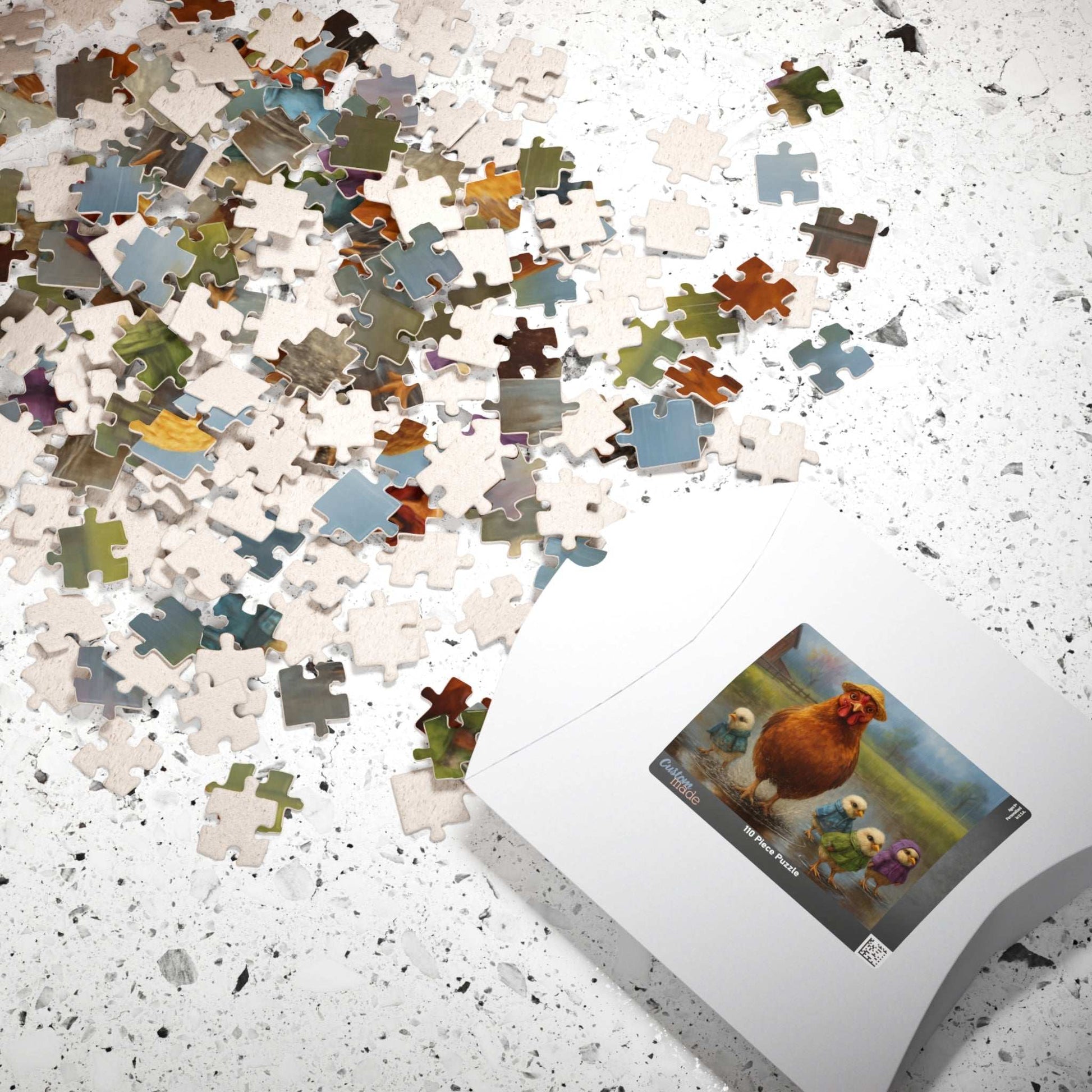 Mud Puddle Mischief Jigsaw Puzzle - Rainy Day Chicken Scene, Fun Family Game, Puzzle Lover Gift, Cozy Night In Activity, Farm Nature Theme Puzzle The Puzzle Chest