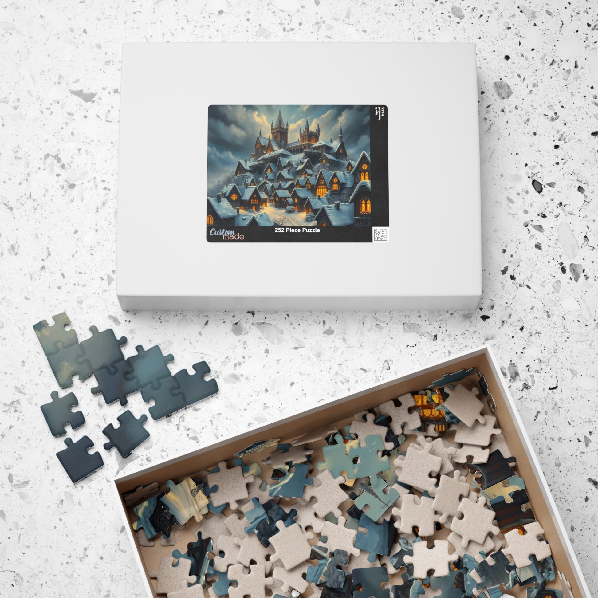 Gothic Hearths Winter Village Jigsaw Puzzle, Gothic Art Print of Enchanting Winter Castle, Puzzle Lover Gift for Dark Fantasy Enthusiasts Puzzle The Puzzle Chest