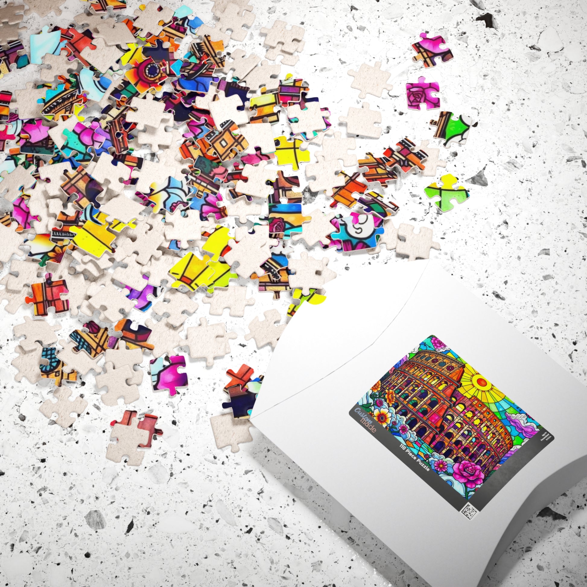 Colosseum Landmark Jigsaw Puzzle, Stained Glass Style, Ancient Rome Italy, Creative Activity Fun Family Game, Gift for Traveler Lover Puzzle The Puzzle Chest