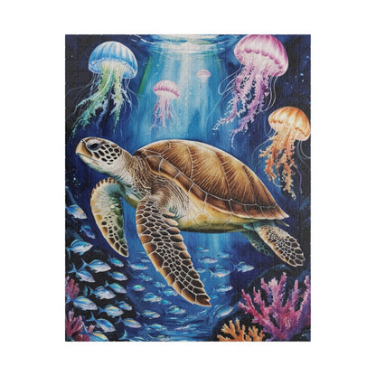 Jigsaw Puzzle, Sea Turtle Ocean Trench Glow in the Dark, 110 252 520 1014 Pieces, Family Game Night Gift, Relaxing Hobby Activity, Home
