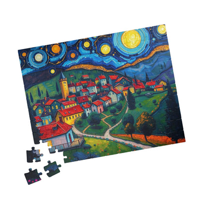 Beautiful Starry Night Village Jigsaw Puzzle Puzzle The Puzzle Chest