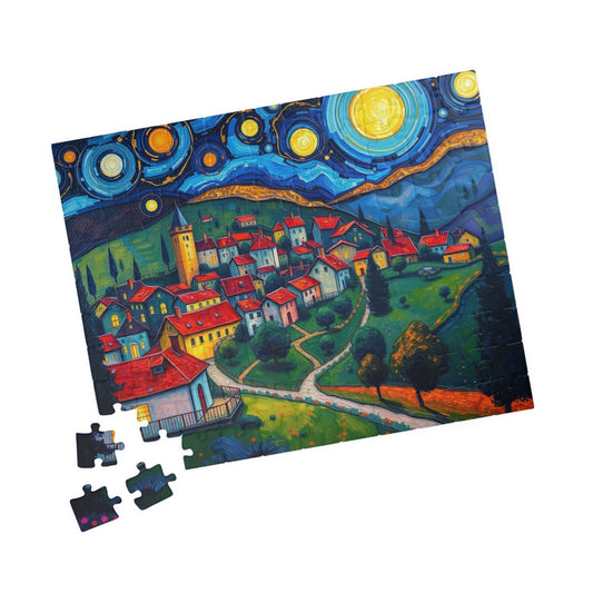 Beautiful Starry Night Village Jigsaw Puzzle Puzzle The Puzzle Chest