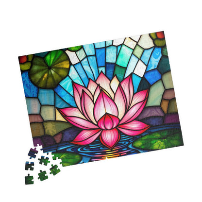 Lotus Jigsaw Puzzle, Sacred Pink Flower in Bloom, Faith-Based Nature Themed Game, Relaxation Activity, Unique Gift for Puzzle Lover