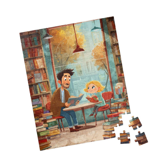 Whispers Between the Shelves - Watercolor Cozy Bookstore Jigsaw Puzzle, Storybook Cartoon Illustration 110 pcs (Vertical) Puzzle The Puzzle Chest