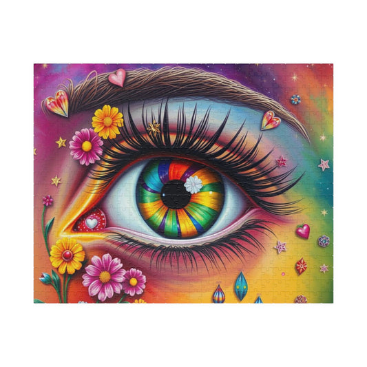 Watchful Heart - LGBTQ+ Pride Surreal Jigsaw Puzzle, Rainbow Eye Puzzle, Colorful Pride Puzzle for Holiday Birthday Pride Month Gift 520 pcs (Horizontal) Puzzle The Puzzle Chest