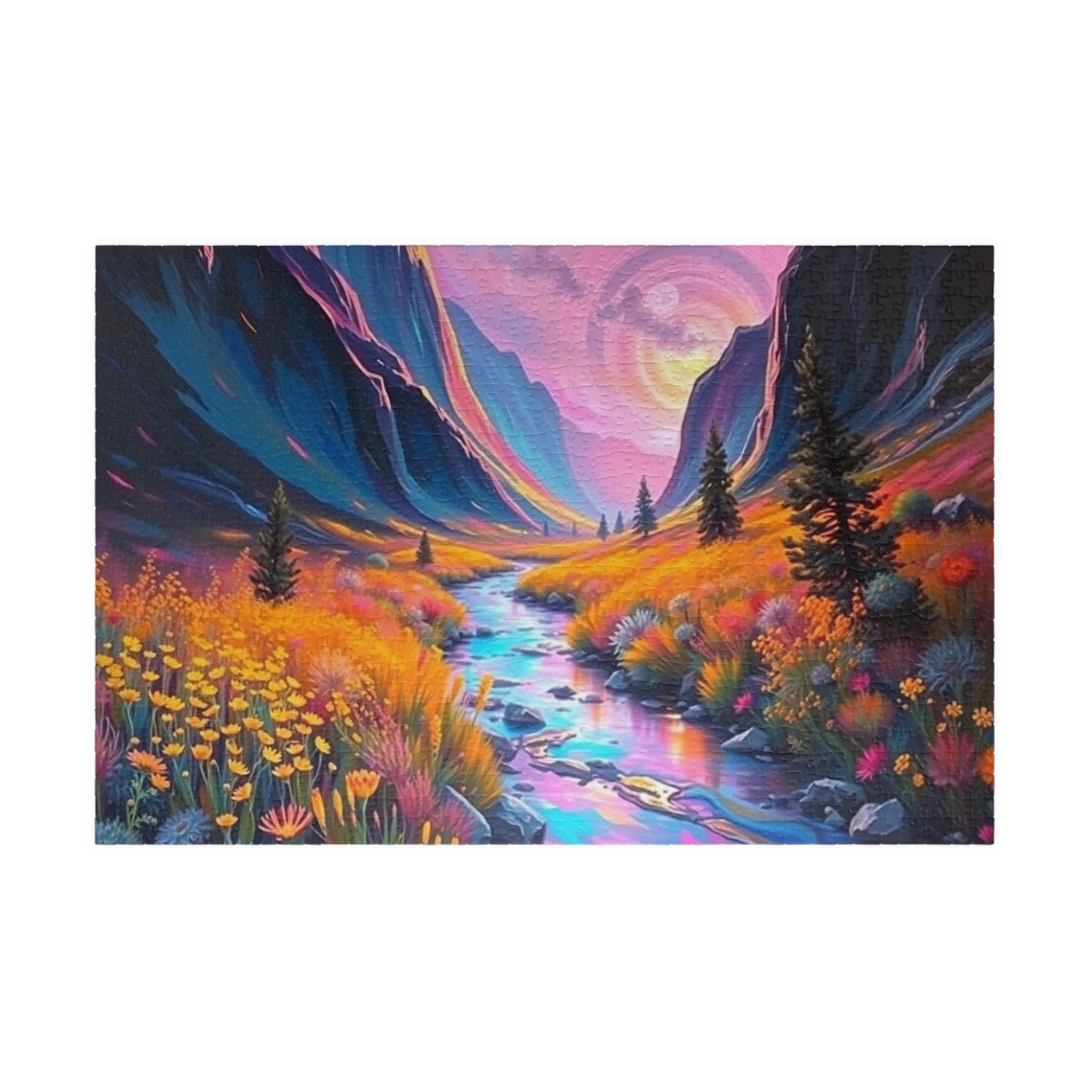 Mountain View Landscape Puzzle, 110-1014 Jigsaw Game for Adults, Colorful Art Puzzle for Relaxation, Nature Lover Gift, Family Fun Activity 1014 pcs (Horizontal) Puzzle The Puzzle Chest