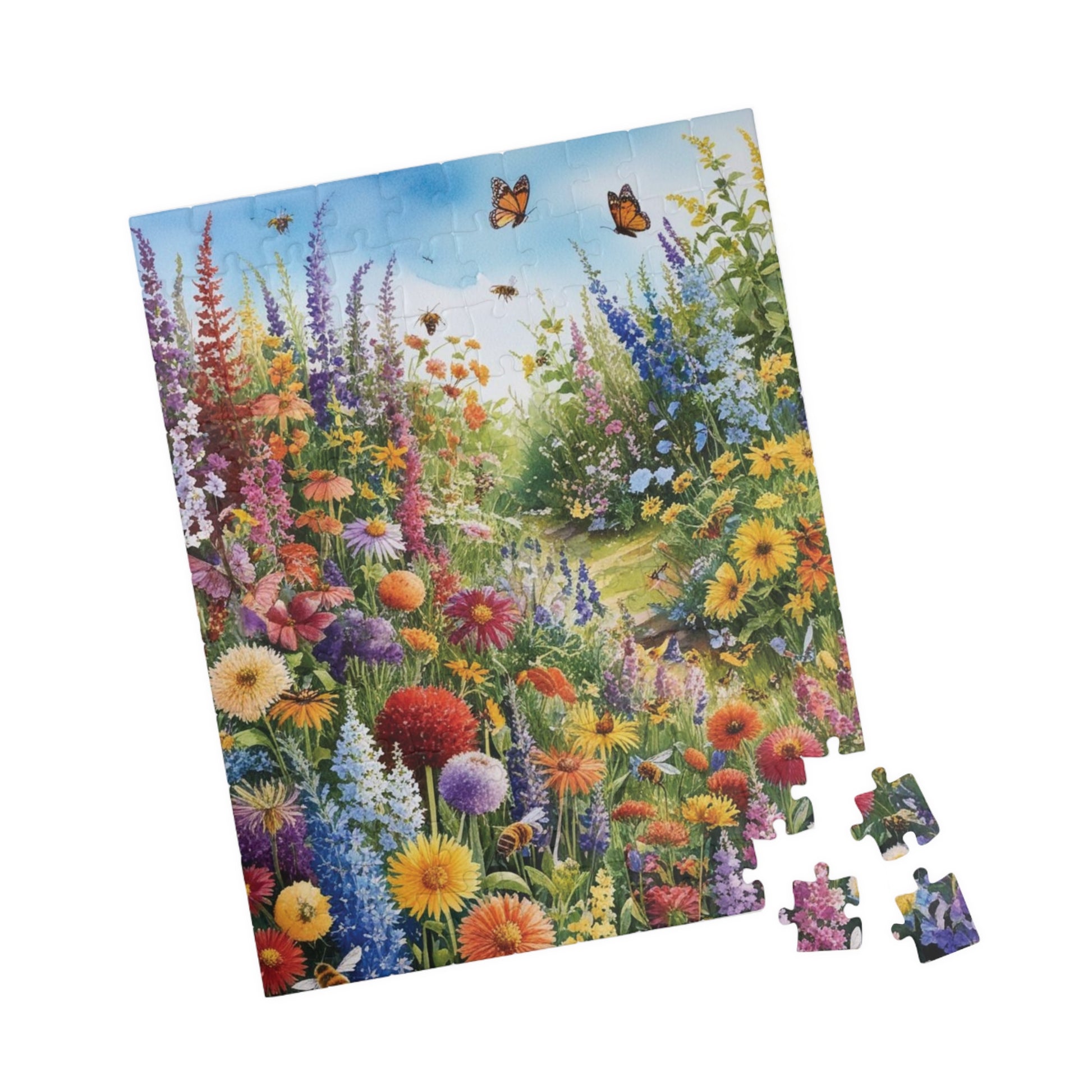 Garden Scene Jigsaw Puzzle with Wildflowers, Butterflies and Bees, 110-1014 Piece Floral Puzzle, Fun Family Activity, Creative Hobby Puzzle The Puzzle Chest