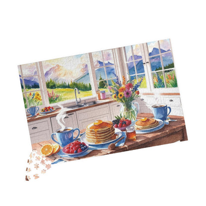 Breakfast Spread Foodie Jigsaw Puzzle, Country Mountain Background, Kitchen Decor, Home Entertainment, Puzzle Lover Gift for Friend Puzzle The Puzzle Chest
