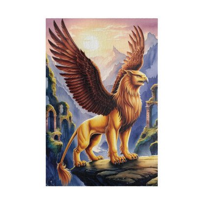 Puzzle, Mythical Griffin Perched on Cliff, Fantasy Jigsaw Game, Ancient Ruins, 520 Piece, Fun Family Activity, Relaxing Hobby, Unique Gift