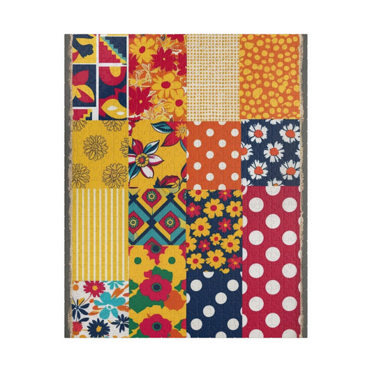 Retro Floral Fabric Collage Jigsaw Puzzle, Unique Holiday or Birthday Gift for Friends, Fun Family Game Night Activity 520 pcs (Vertical) Puzzle The Puzzle Chest