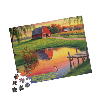 Farm Pond Puzzle, Scenic Nature Landscape Jigsaw Game, Perfect for Family Fun, Cozy Nights, Gifts Puzzle The Puzzle Chest