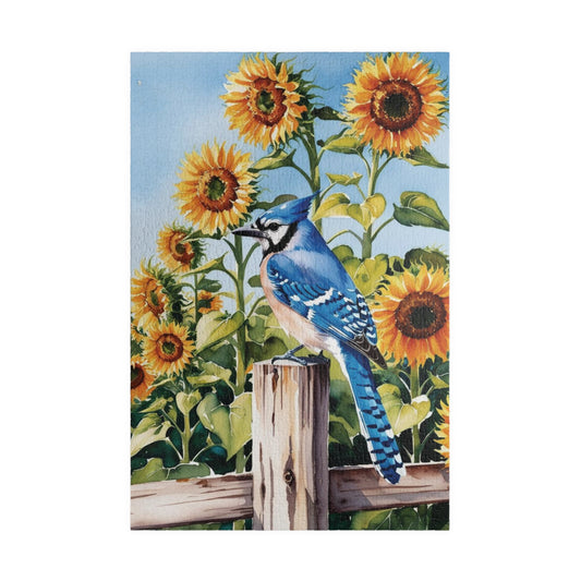 Blue Jay Sunflower Field Jigsaw Puzzle, Bird Enthusiasts Nature Lover Gift, Staycation Activity Mindfulness Stress Relief Animal Theme Game 1014 pcs (Vertical) Puzzle The Puzzle Chest