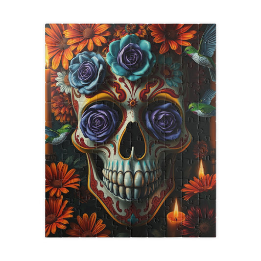 Colorful Skull Puzzle | Day of the Dead Jigsaw Game for Adults, Gift for Puzzle and Gothic Art Lovers, Mental Exercise, Fun Solo Activity 110 pcs (Vertical) Puzzle The Puzzle Chest