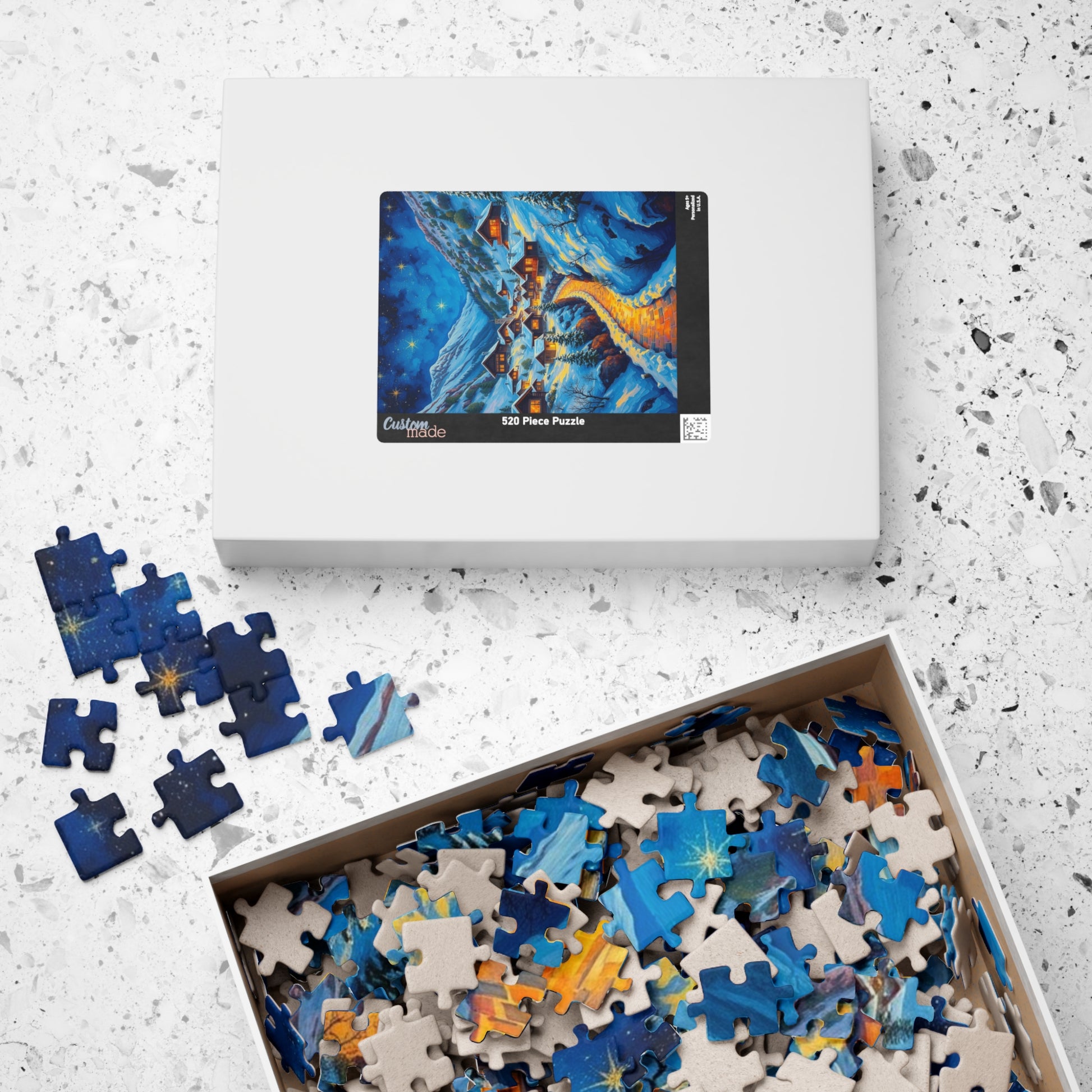 Cozy Winter Nights Puzzle, Snowy Village Artwork, 110-1014 Piece Jigsaw for Family Fun, Christmas Gift, Holiday Décor, Winter Activity The Puzzle Chest