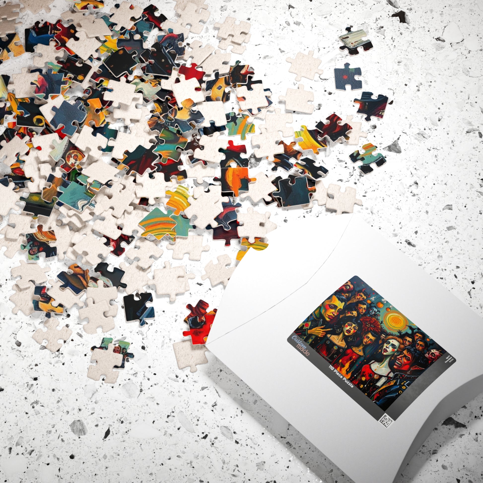 Artistic Halloween-Themed Puzzle, Colorful Character Collage, Perfect for Family Game Night or Solo Fun, Halloween Gift for Puzzle Lover Puzzle The Puzzle Chest