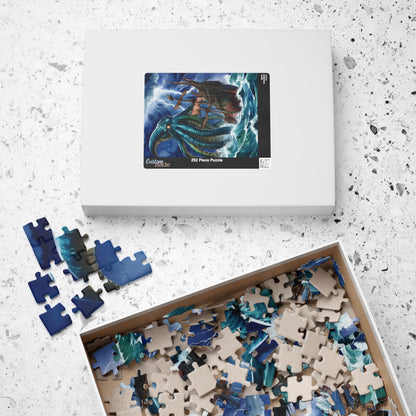 Kraken Puzzle, Mythical Creature Colossal Sea Monster Jigsaw, Pirate Ship Stormy Ocean Theme Tabletop Game for Adult Entertainment, Hobby