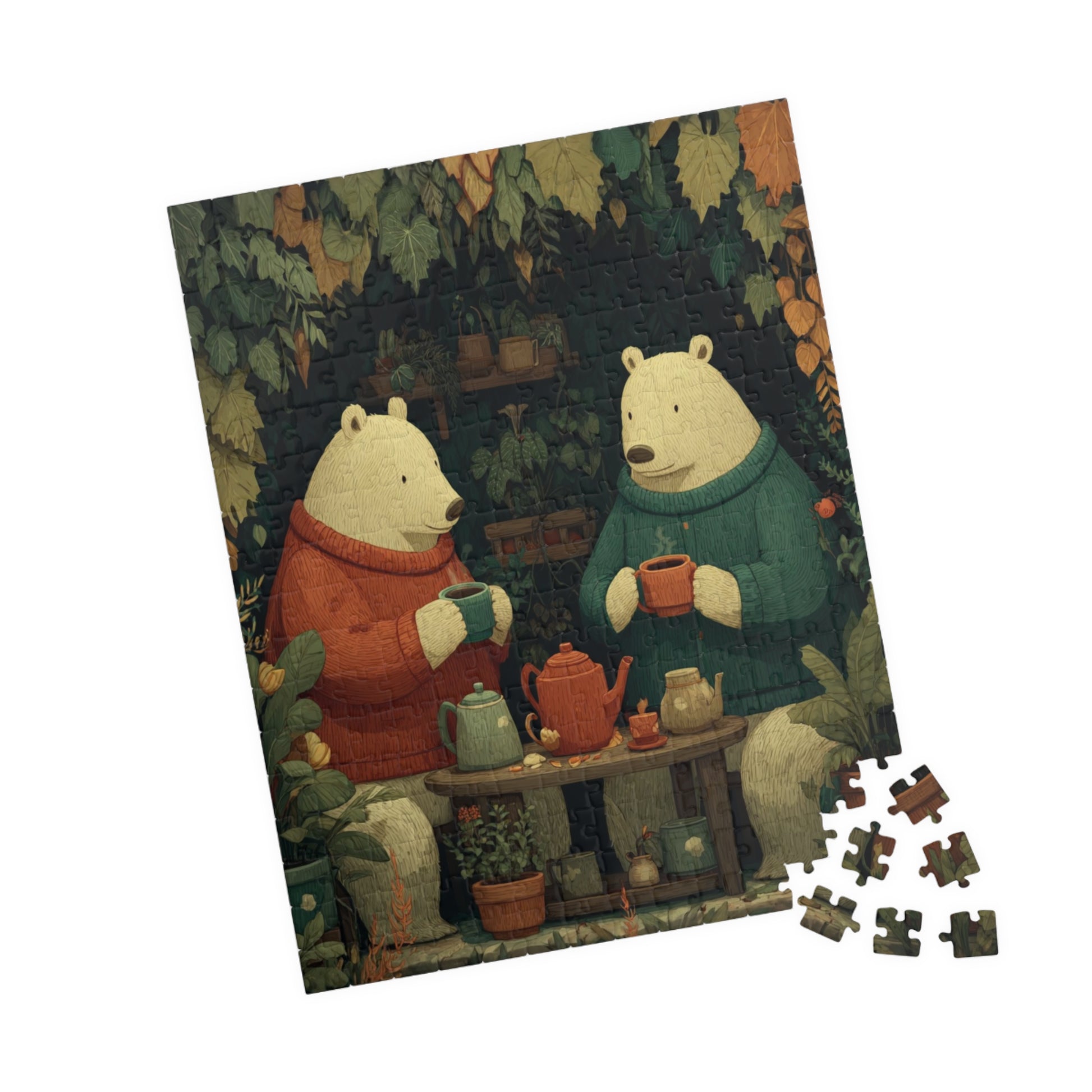 Botanical Bear Tea Party – Nature Loving Bears with Plants Jigsaw Game 252 pcs (Vertical) Puzzle The Puzzle Chest