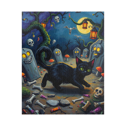 Tailspin Grave Mischief Jigsaw Puzzle - Spooky Cat Puzzle, 110-1014 Piece Halloween Gift, Cat Lover Decor, Family Activity Haunted Night Fun