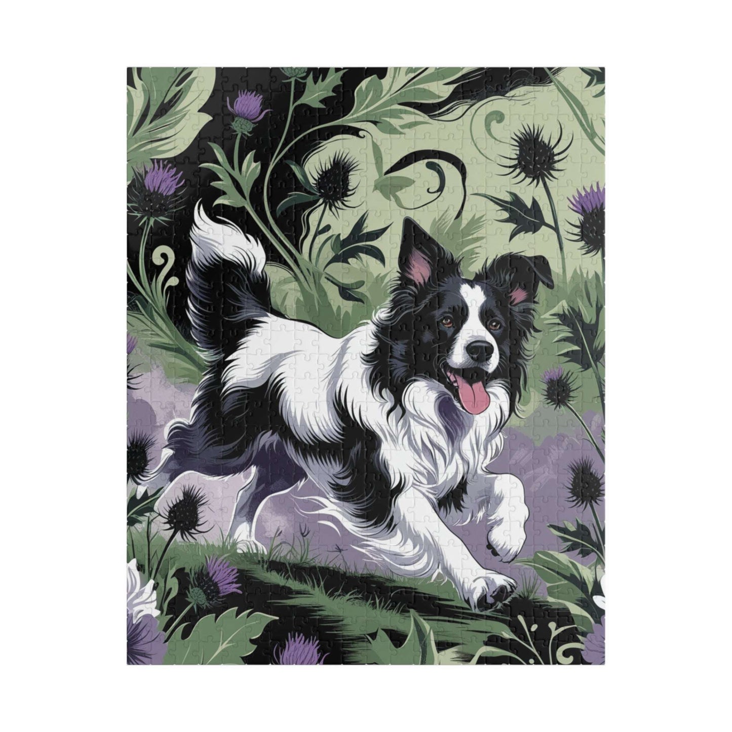 Vintage Border Collie Jigsaw Puzzle, 110 252 520 1014-Piece, Brain Teaser, Gift for Dog Lover Puzzle Enthusiast, Quiet Home Entertainment 520 pcs (Vertical) Puzzle The Puzzle Chest