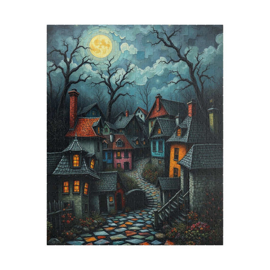 Mystical Night Village Puzzle: Enchanting Town Jigsaw Game, Perfect for Cozy Evenings, Family Fun, Halloween Decor, Gift Ideas 520 pcs (Vertical) Puzzle The Puzzle Chest