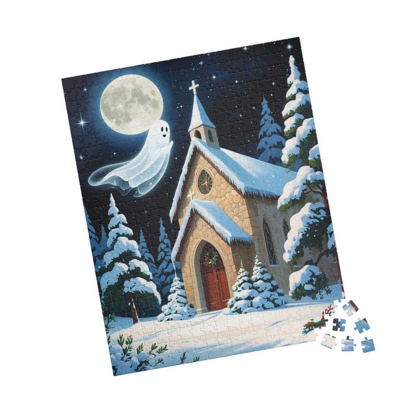 Silent Night Specter Jigsaw Puzzle - Winter Ghost Scene, 110-1014 Piece Halloween Puzzle
