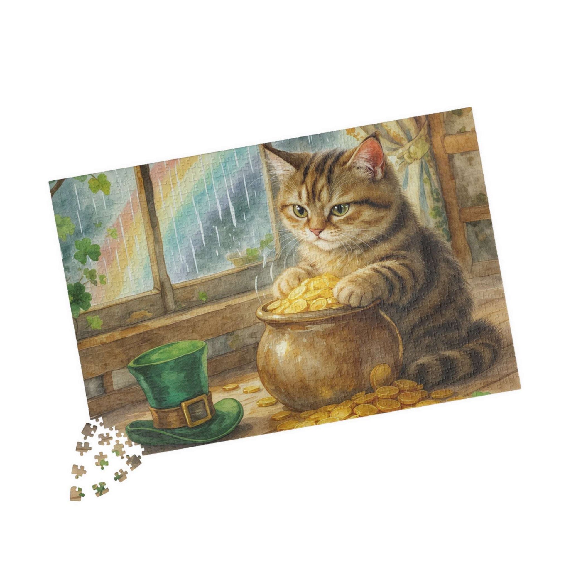 St. Patrick’s Day Lucky Cat Jigsaw Puzzle – Fun Family Puzzle Game, Cat Lover Gift, Relaxing Home Entertainment & Game Night Activity 1014 pcs (Horizontal) Puzzle The Puzzle Chest