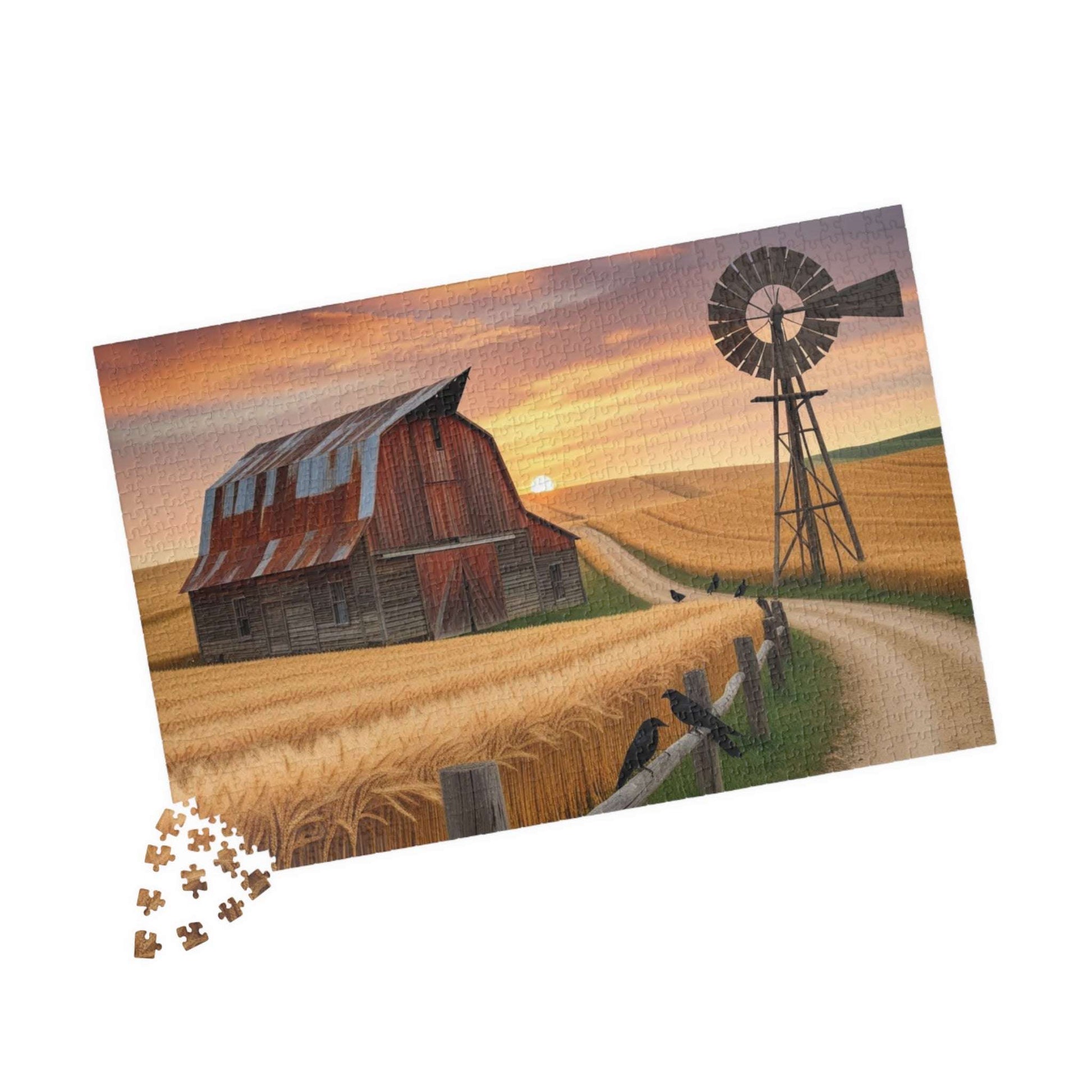 Rustic Farmhouse Puzzle, 110-1014 Piece Fall Landscape Jigsaw Game, Cozy Autumn Home Decor, Family Fun Activity Puzzle The Puzzle Chest