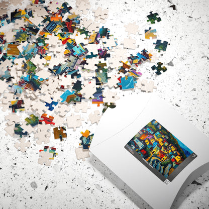 Colorful Village Art Puzzle - 110, 252, 520, 1014-piece | Perfect for Family Game Night, Gift for Art Lovers, Cozy Entertainment The Puzzle Chest