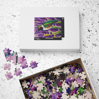 Bird and Flower Puzzle, Hummingbird Feathers and Lavender Field Jigsaw Game, Mind Challenge, Relaxation Activity for Animal Lover, Hobbyist Puzzle The Puzzle Chest